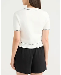 Ellen Tracy Women's Short Cardigan with Stitch Detailing