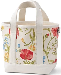 Lands' End Small Print 5 Pocket Open Top Canvas Tote Bag