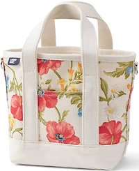 Lands' End Small Print 5 Pocket Open Top Canvas Tote Bag