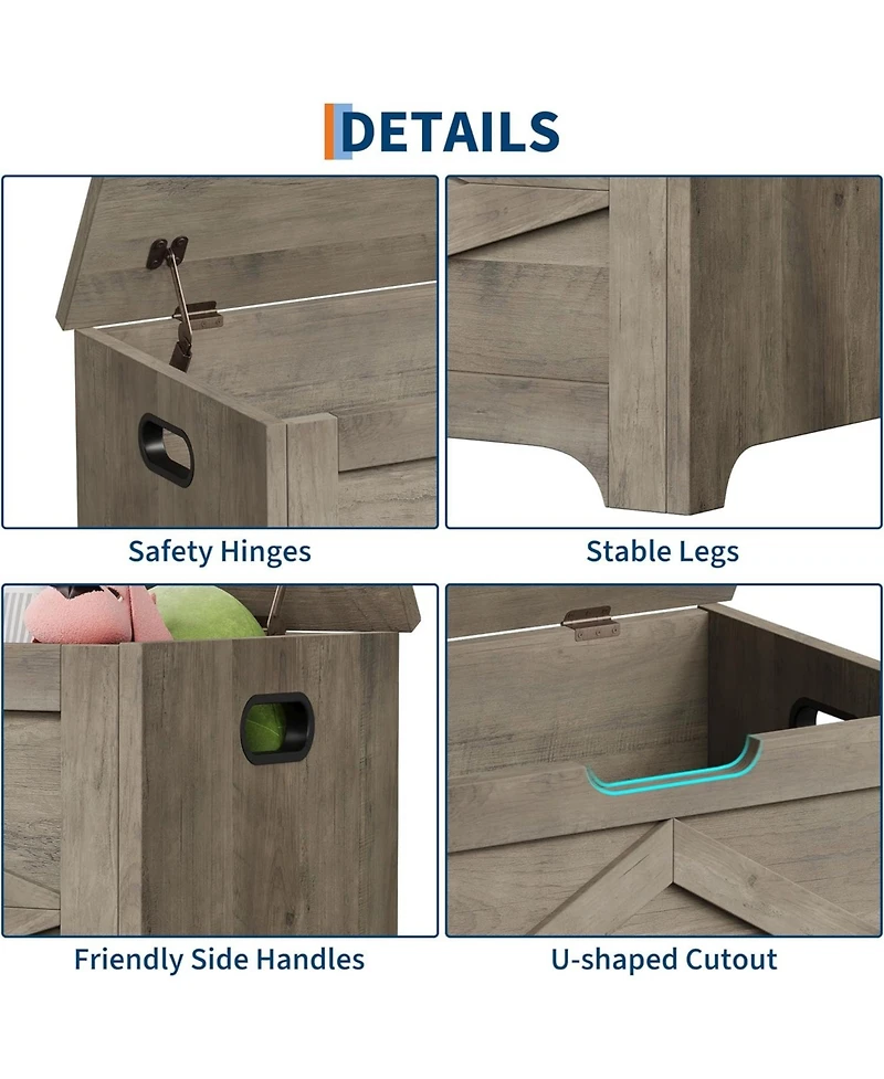 gaomon Wooden Storage Chest - Easy Assembly Toy Bench for Entryway with Safety Hinge