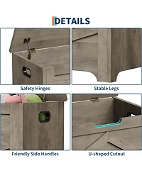 gaomon Wooden Storage Chest - Easy Assembly Toy Bench for Entryway with Safety Hinge