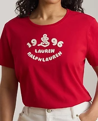 Lauren Ralph Plus Embroidered-Logo Crewneck T-Shirt