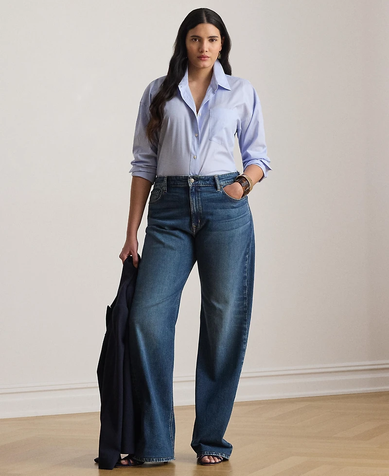 Lauren Ralph Plus Relaxed Fit Button-Up Shirt