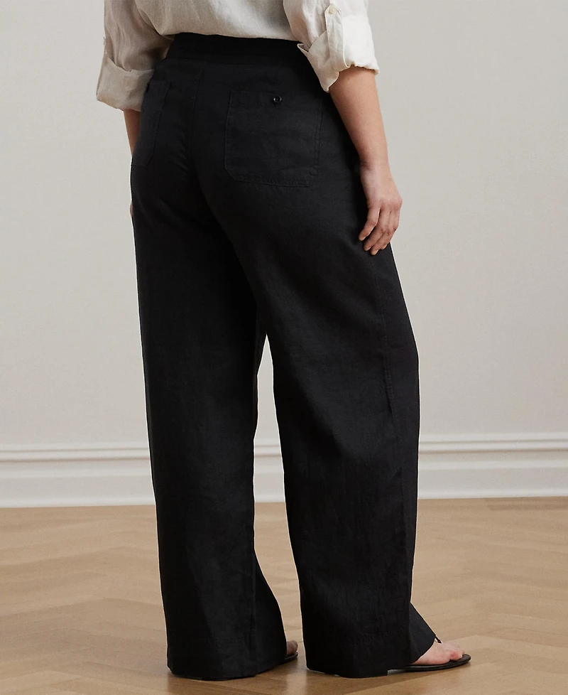 Lauren Ralph Plus-Size 100% Linen Wide-Leg Pants