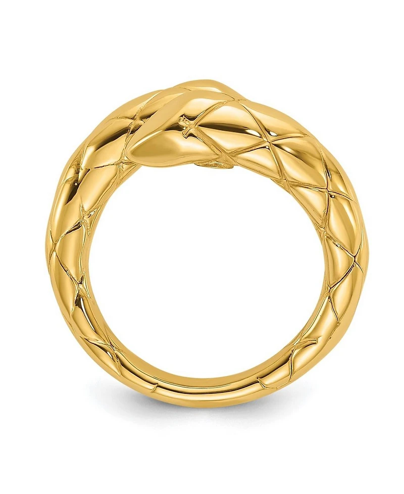 Solid 18k Yellow Gold Adjustable Textured Snake Ring