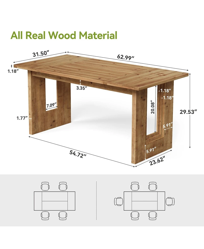 Tribesigns Solid Wood Dining Table for 6 People Rectangle Kitchen Table, Large Farmhouse Dinner Table for Dining Room, Living Room