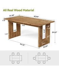 Tribesigns Solid Wood Dining Table for 6 People Rectangle Kitchen Table, Large Farmhouse Dinner Table for Dining Room, Living Room