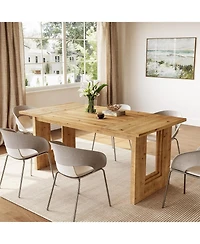 Tribesigns Solid Wood Dining Table for 6 People Rectangle Kitchen Table, Large Farmhouse Dinner Table for Dining Room, Living Room