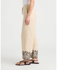 Ellen Tracy Women's Pull-On Cropped Pant with Embroidered Hem