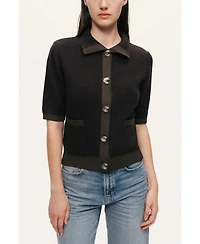 Nocturne Women's Contrast-Trim Short-Sleeve Cardigan