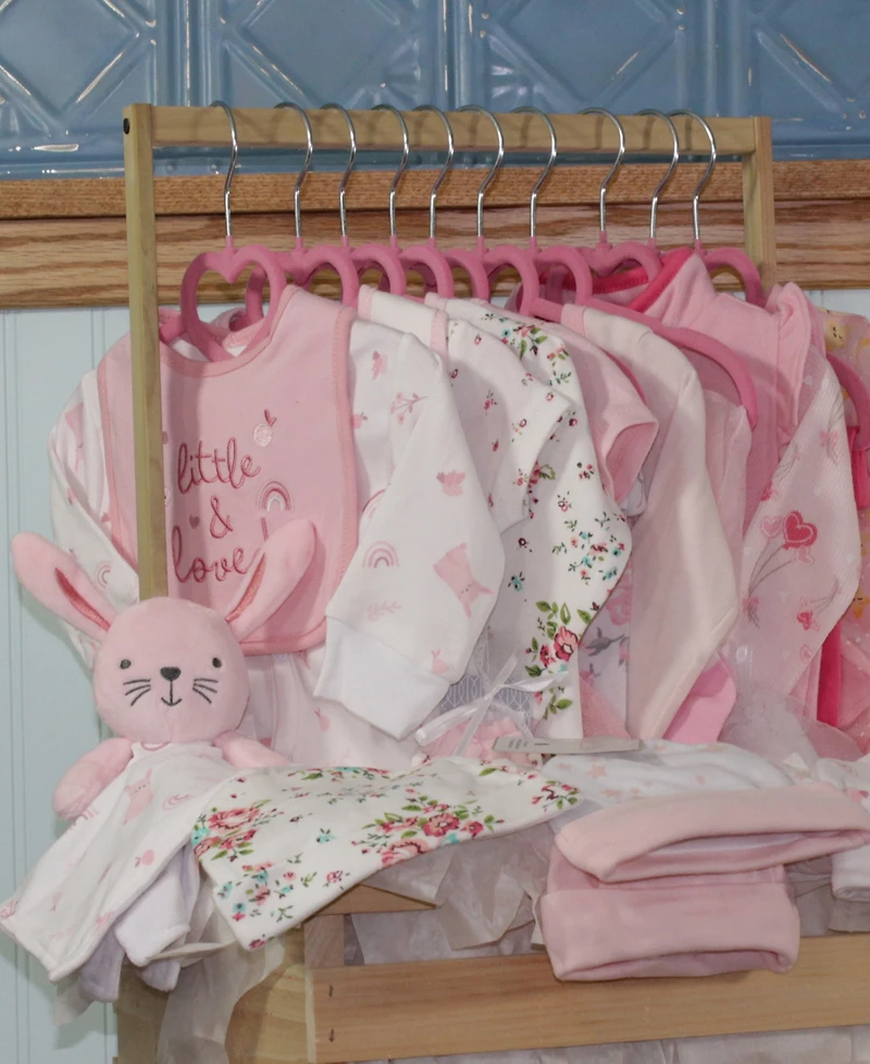 3 Stories Trading Baby Girls' First Year Baby Shower Gift Crate, 36-Piece Set