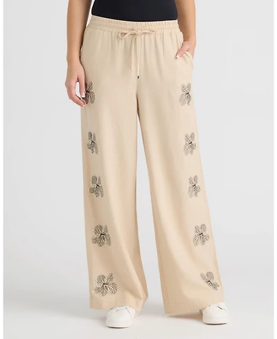 Nvlt Women's Pull On Embroidered Trouser