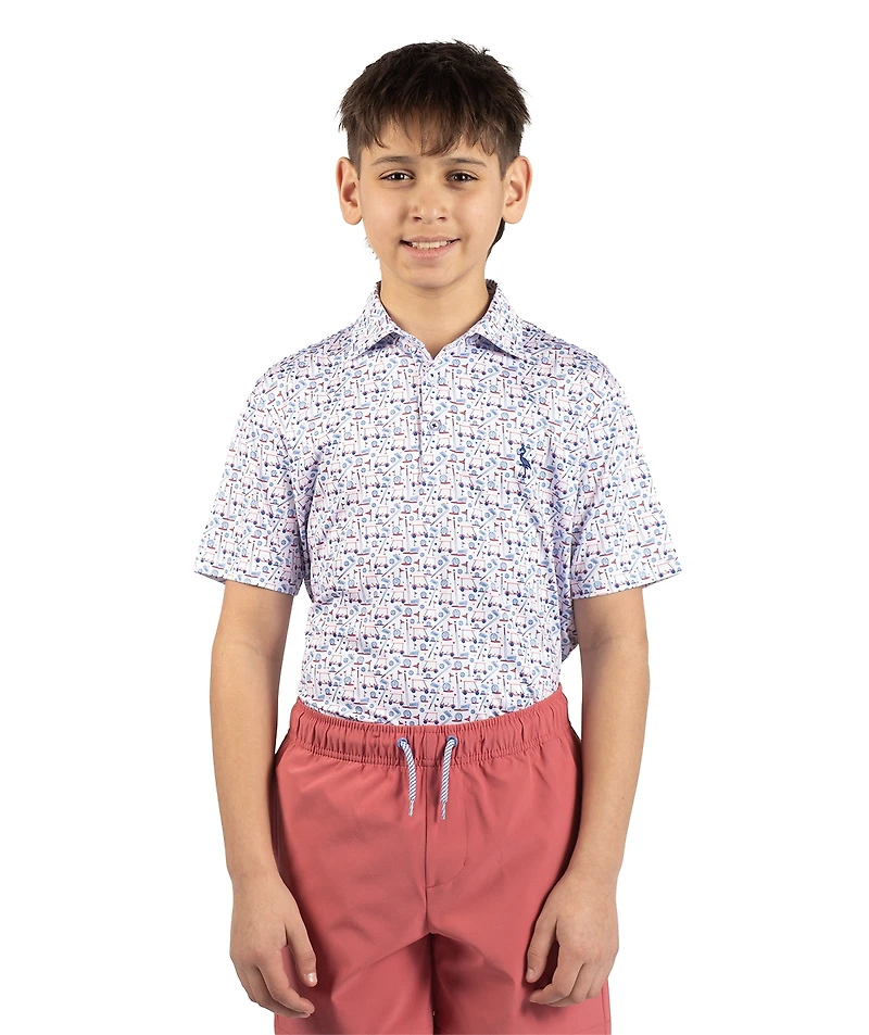 TailorByrd Boys Hole in One Printed Performance Polo