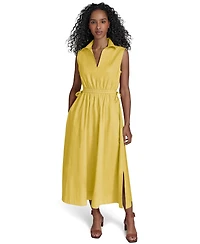 Calvin Klein Women's Cotton Drawstring Sleeveless Midi Dress