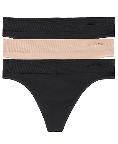 Le Mystere Women's Seamless Comfort Low-Rise Thong, 3-Pack