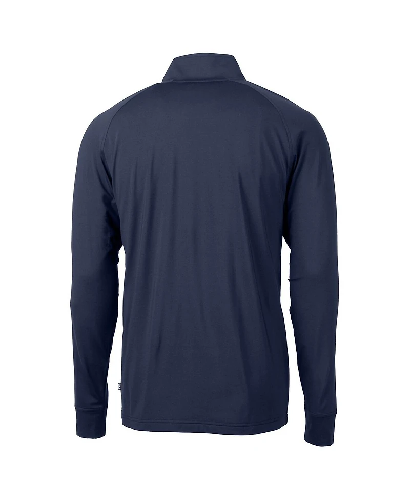 Cutter & Buck Men's Navy Chicago Bears Adapt Eco Knit Stretch Quarter-Zip Throwback Pullover Sweatshirt