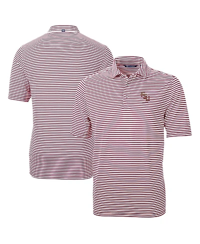 Cutter & Buck Men's Garnet Florida State Seminoles Alumni Logo Virtue Eco Pique Stripe Polo Shirt