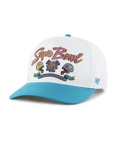 '47 Brand Men's White/Aqua Nfl Multi-Team Throwback Dueling Logos Adjustable Hitch Hat