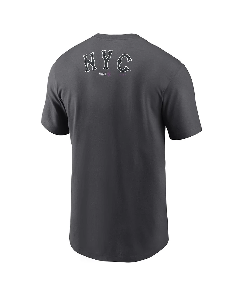 Nike Men's Anthracite New York Mets City Connect 2-Hit T-Shirt
