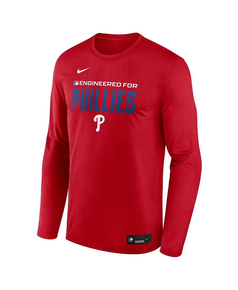 Nike Men's Red Philadelphia Phillies Authentic Collection Legend Dri-fit Long Sleeve T-Shirt