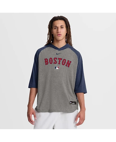 Nike Men's Navy Boston Red Sox Authentic Collection Flux Dri-fit Raglan 3/4-Sleeve Hooded T-Shirt