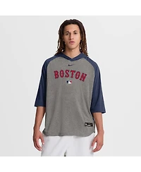 Nike Men's Navy Boston Red Sox Authentic Collection Flux Dri-fit Raglan 3/4-Sleeve Hooded T-Shirt