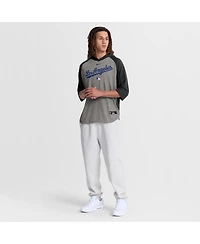 Nike Men's Gray Los Angeles Dodgers Authentic Collection Flux Dri-fit Raglan 3/4-Sleeve Hooded T-Shirt