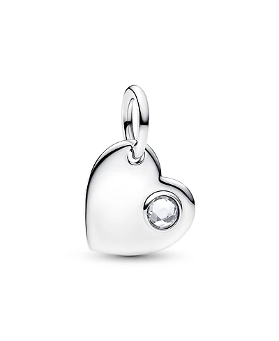 Pandora April Engravable Heart Clear Stone Dangle Charm