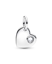 Pandora April Engravable Heart Clear Stone Dangle Charm