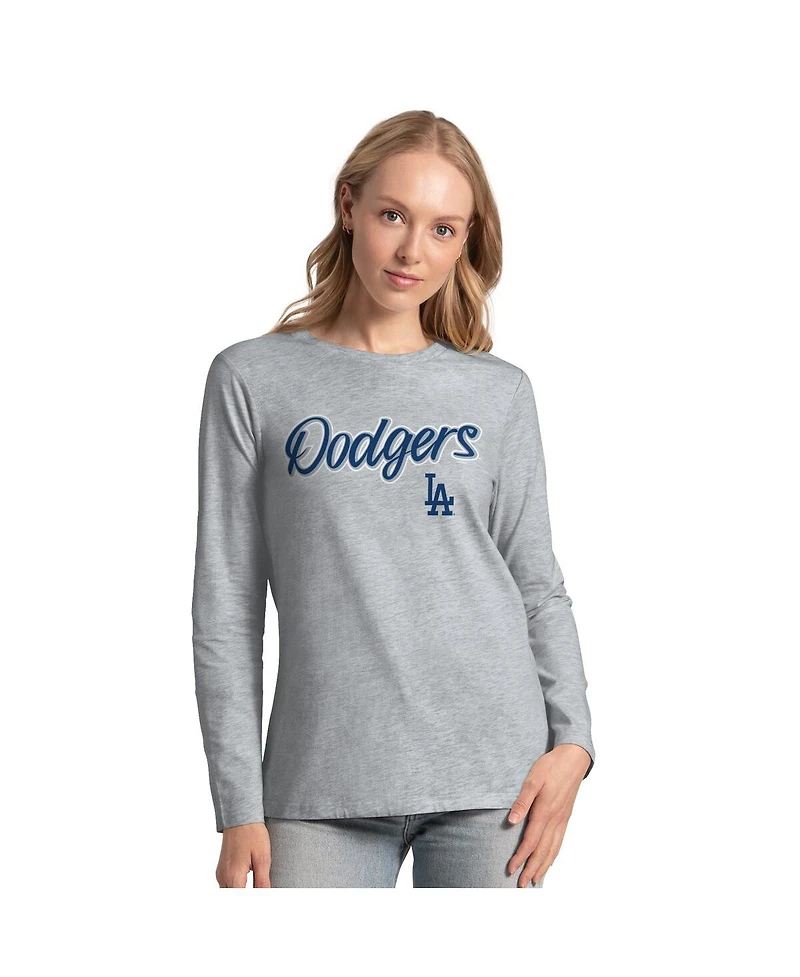 G-iii 4Her by Carl Banks Women's Royal/Heather Gray Los Angeles Dodgers Short-Sleeve and Long-Sleeve T-Shirt Combo Pack