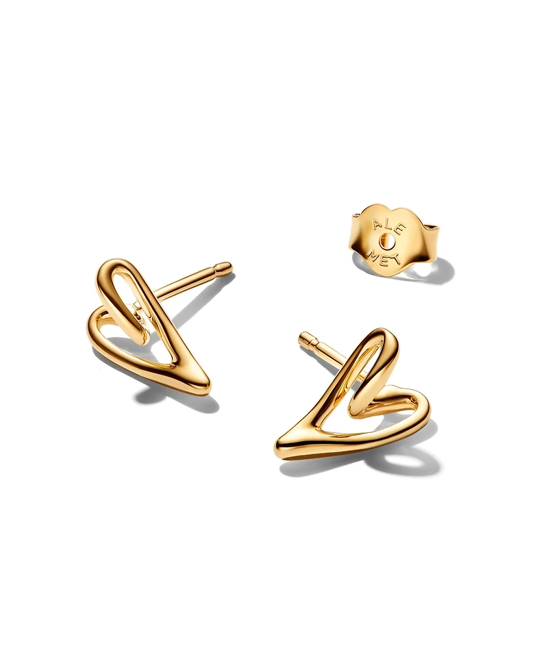 Pandora Organically Shaped Heart Stud Earrings