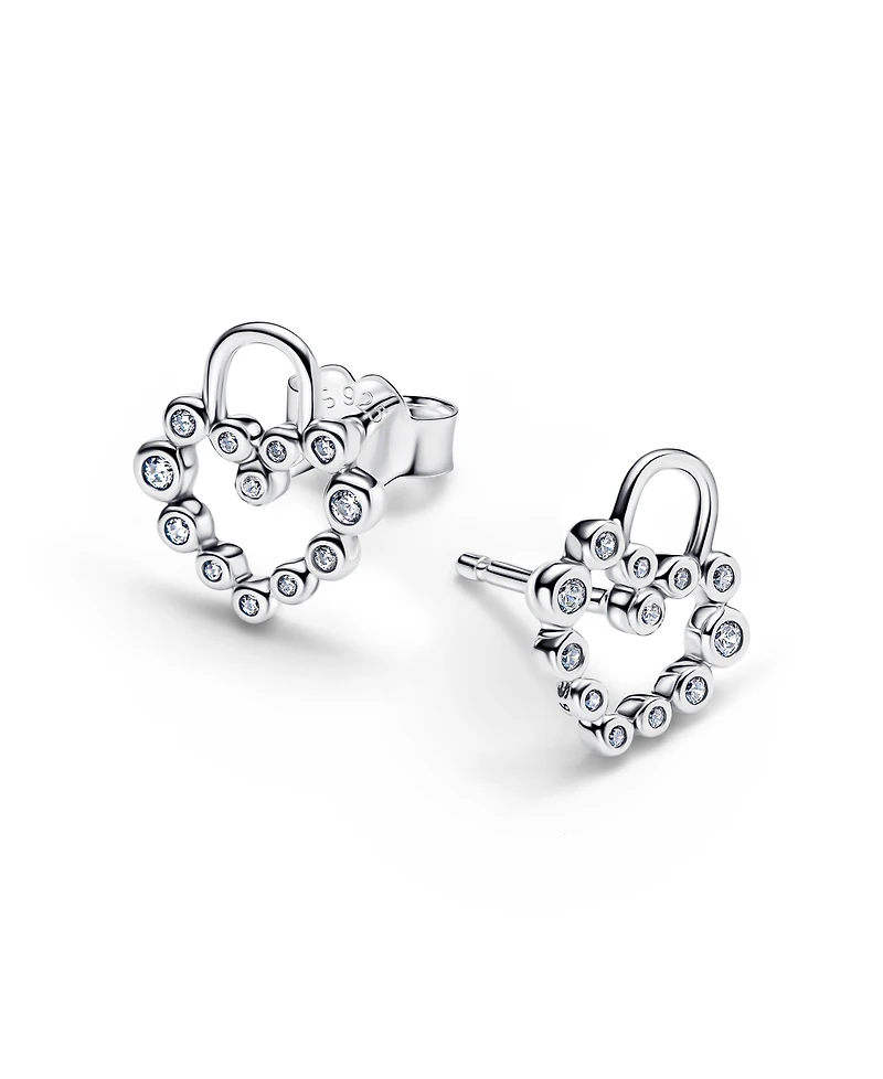 Pandora Sparkling Heart Padlock Stud Earrings