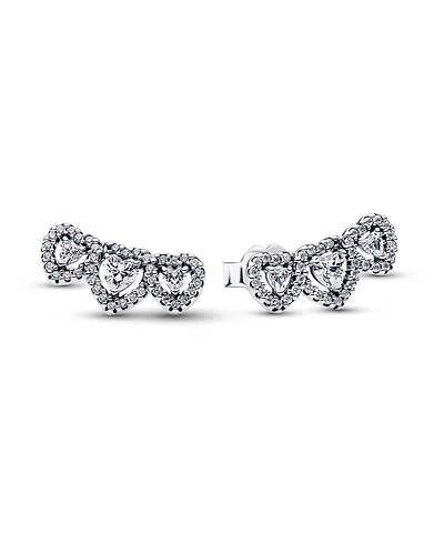 Pandora Halo Heart Trilogy Stud Earrings