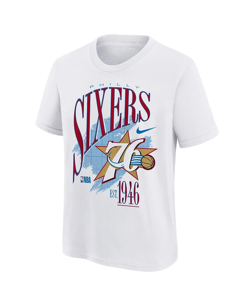 Nike Big Boys and Girls White Philadelphia 76ers Hardwood Classics Champs Max90 T-Shirt