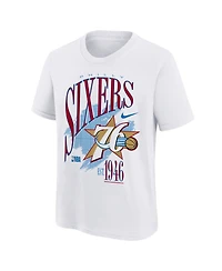 Nike Big Boys and Girls White Philadelphia 76ers Hardwood Classics Champs Max90 T-Shirt