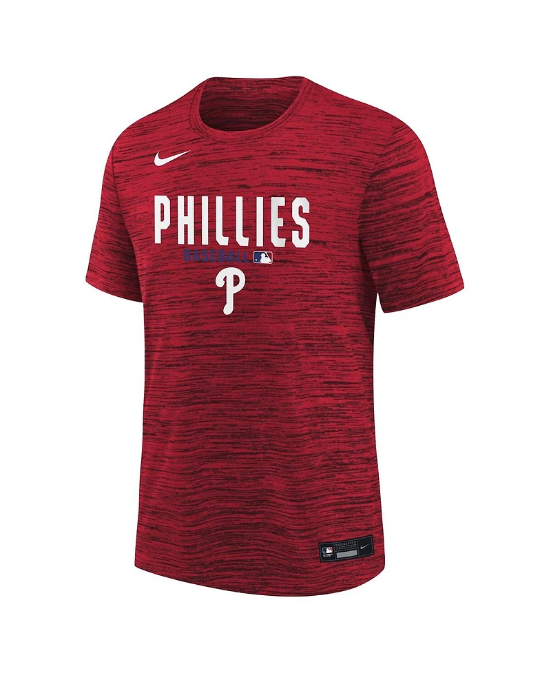 Nike Big Boys and Girls Red Philadelphia Phillies Authentic Collection Velocity Dri-fit T-Shirt