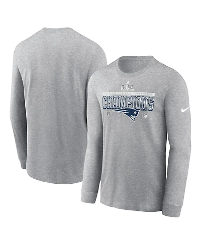 Nike Men's Heather Gray New England Patriots 2025 Afc Champions Locker Room Trophy Collection Long Sleeve T-Shirt