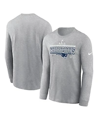 Nike Men's Heather Gray New England Patriots 2025 Afc Champions Locker Room Trophy Collection Long Sleeve T-Shirt