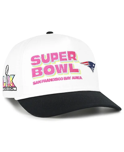 '47 Brand Men's White/Black New England Patriots Super Bowl Lx Stacked Hitch Adjustable Hat