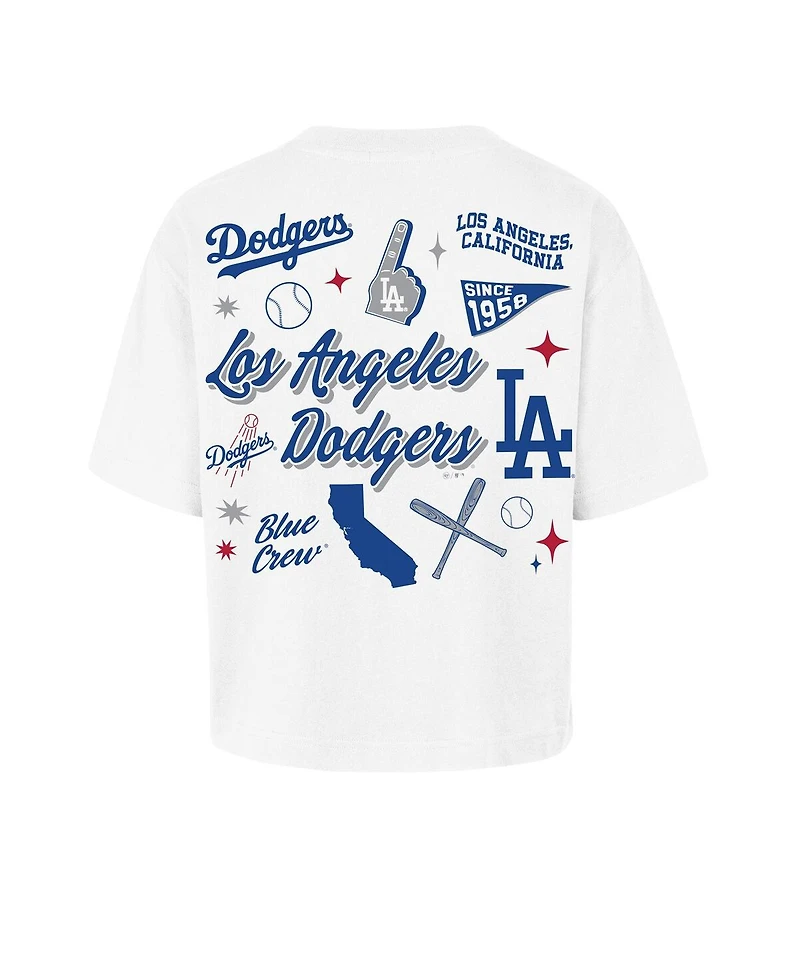 47 Brand Women's White Los Angeles Dodgers Collage Script Reed City T-Shirt