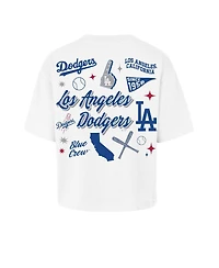 47 Brand Women's White Los Angeles Dodgers Collage Script Reed City T-Shirt