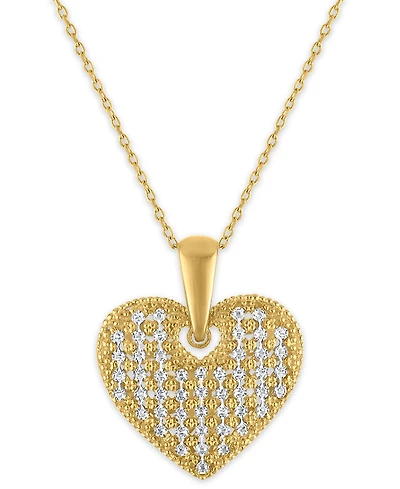 Macy's Textured Heart Pendant Necklace in 10k Gold