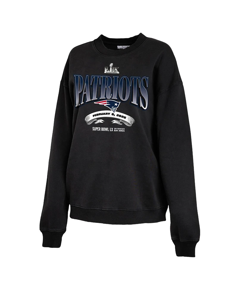 Wear by Erin Andrews Women's Black New England Patriots Super Bowl Lx Fleece Sweatshirt