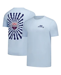 Flomotion Men's Women's Light Blue Usa Swimming Swim Meet 2.0 T-Shirt
