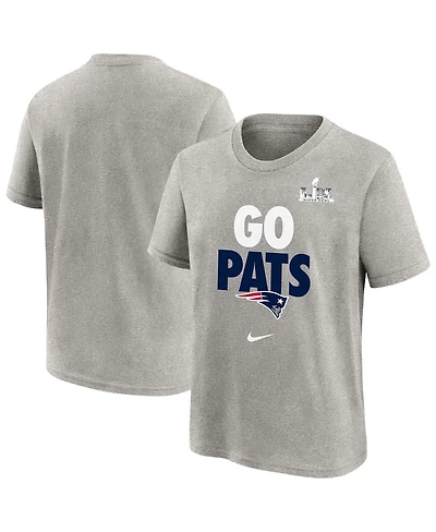 Nike Big Boys and Girls Gray New England Patriots Super Bowl Lx Fast As Gets Hometown Slogan T-Shirt