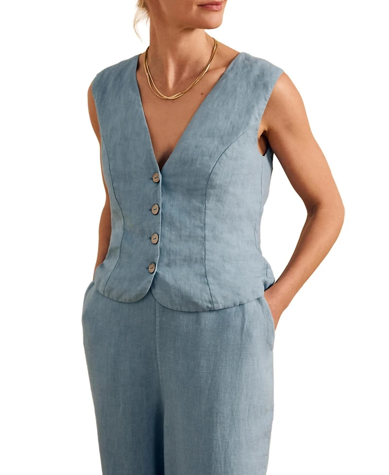 Celtic & Co. Women's Linen Blend Tailored Waistcoat