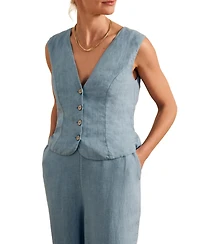 Celtic & Co. Women's Linen Blend Tailored Waistcoat