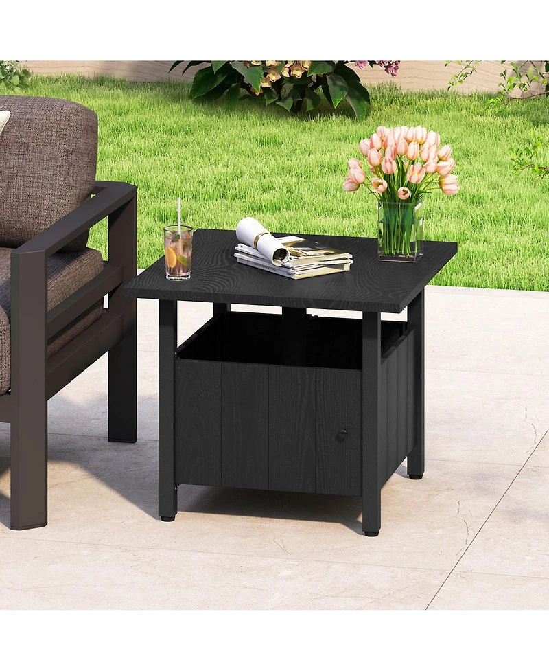 Gymax Outdoor Side Table w/ 1.89'' Umbrella Hole Patio Umbrella Table Base Stand