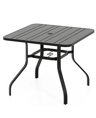 Gymax Outdoor Dining Table for 4 37 Inches Square Patio Bistro Dining Table w/ 1.57'' Umbrella Hole and Metal Frame