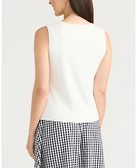 Ellen Tracy Women's Button Front Sweater Vest with Pearl Detailing